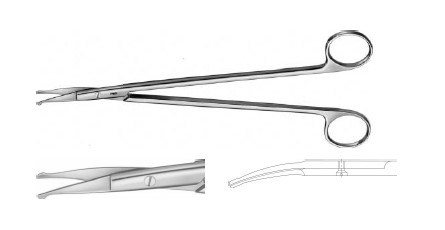 Страллі ножиці зонд-типу вигнуті 220 мм